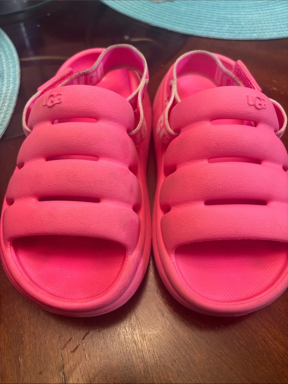 UGG Kids Bright Pink Padded Slide Sandals